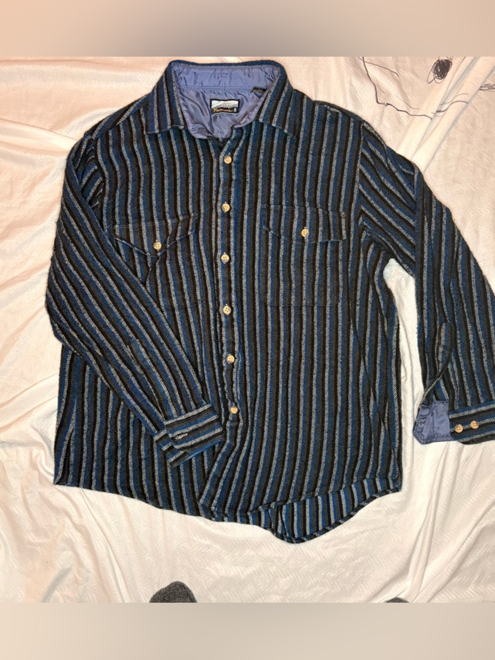 Vintage fieldmaster Men's Striped Long-Sleeve Button-Up Shirt - Blue/Black
